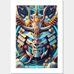 Mecha Oni Samurai Mask Posters and Art